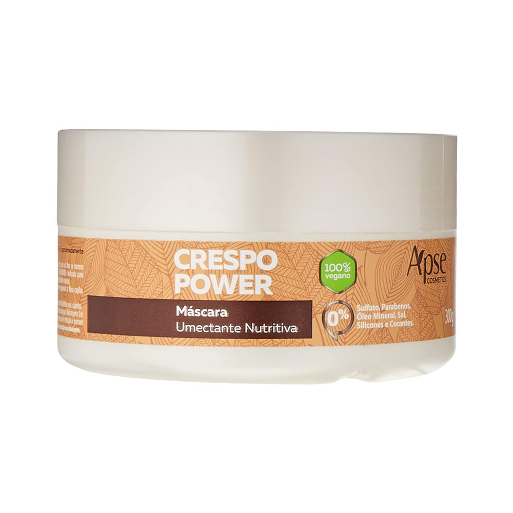 Máscara Capilar Apice Crespo Power Umectante Nutritiva em pote branco com rótulo bege