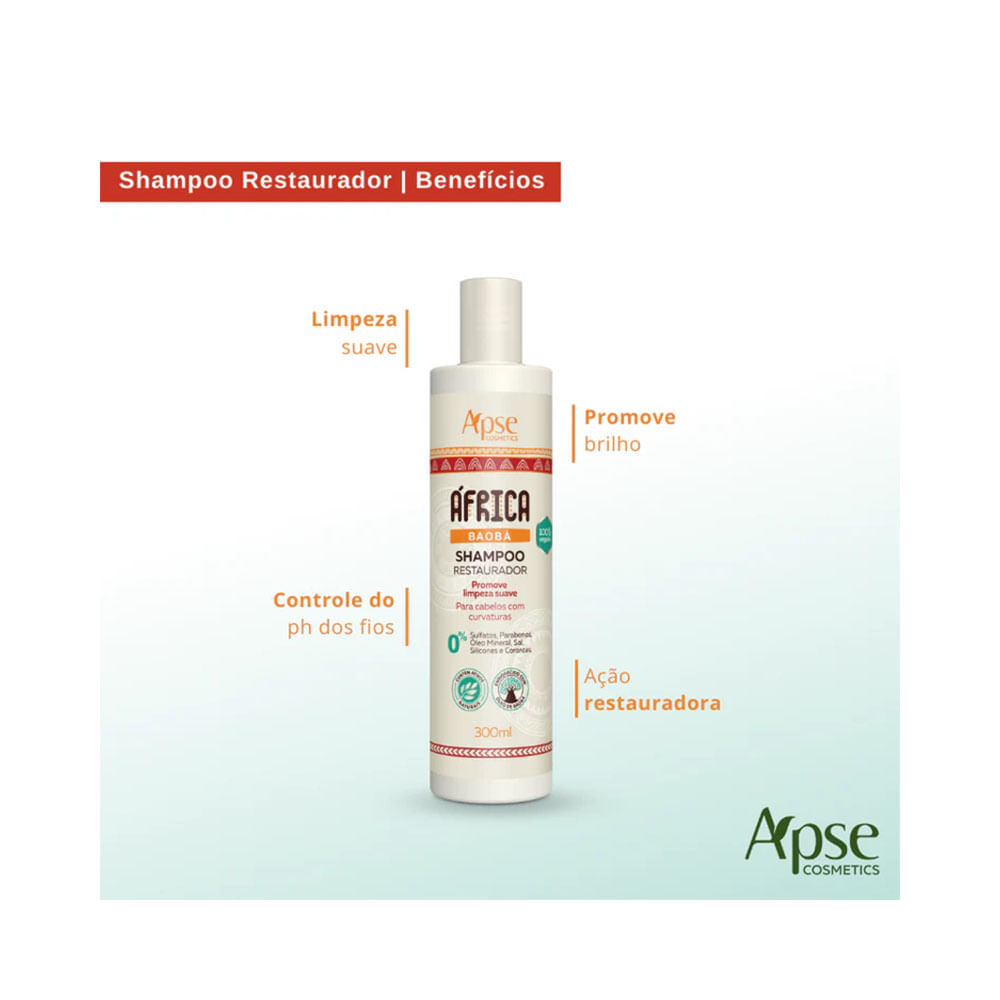 Imagem promocional do Shampoo Apice África Baobá Restaurador 300ml em fundo claro