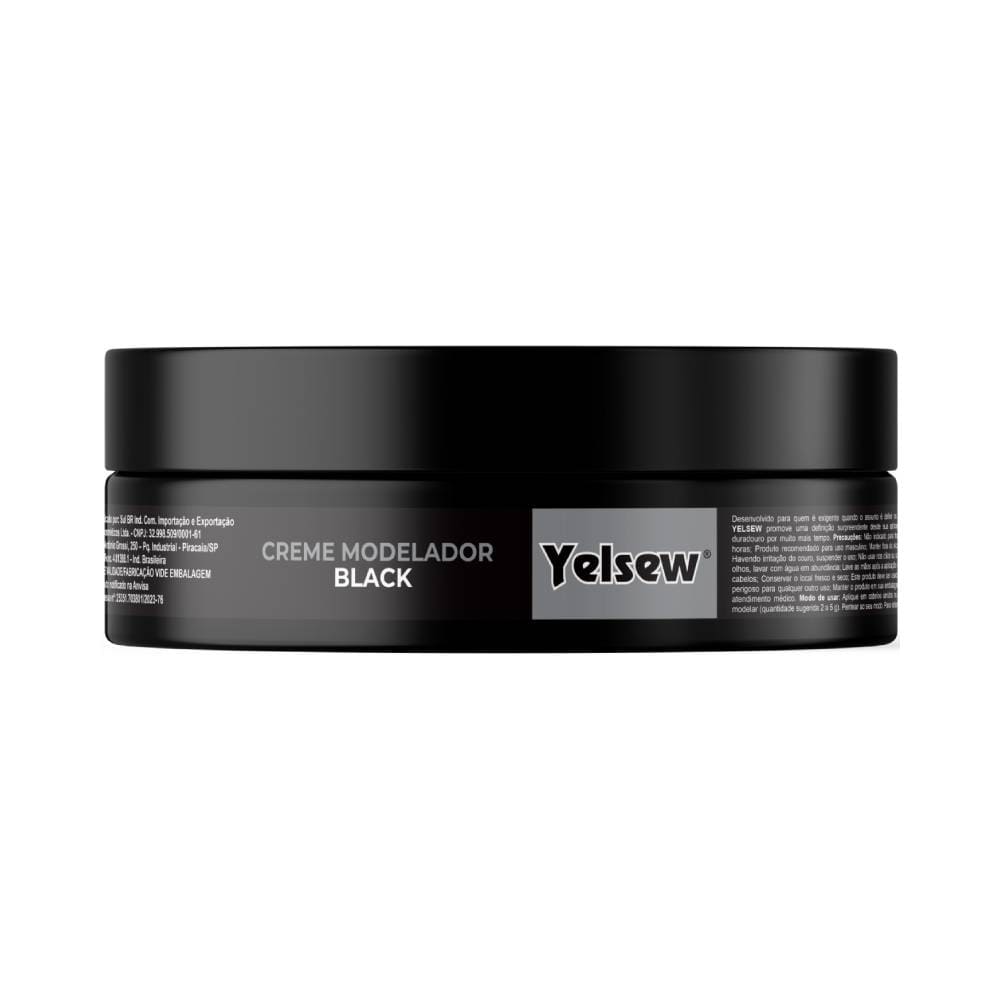 Embalagem lateral do Creme Modelador Capilar Yelsew Black 100g