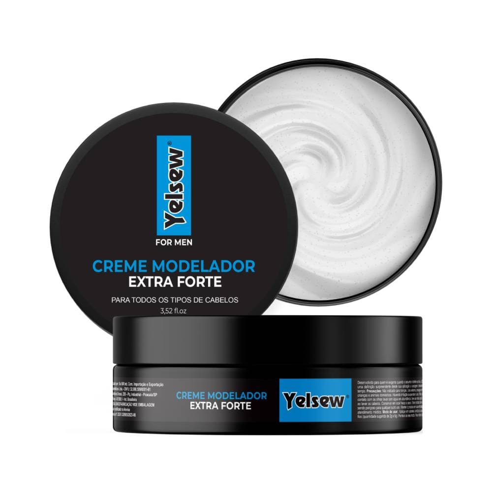 Creme Modelador Yelsew Extra Forte embalagem preta redonda 100g com creme branco no interior
