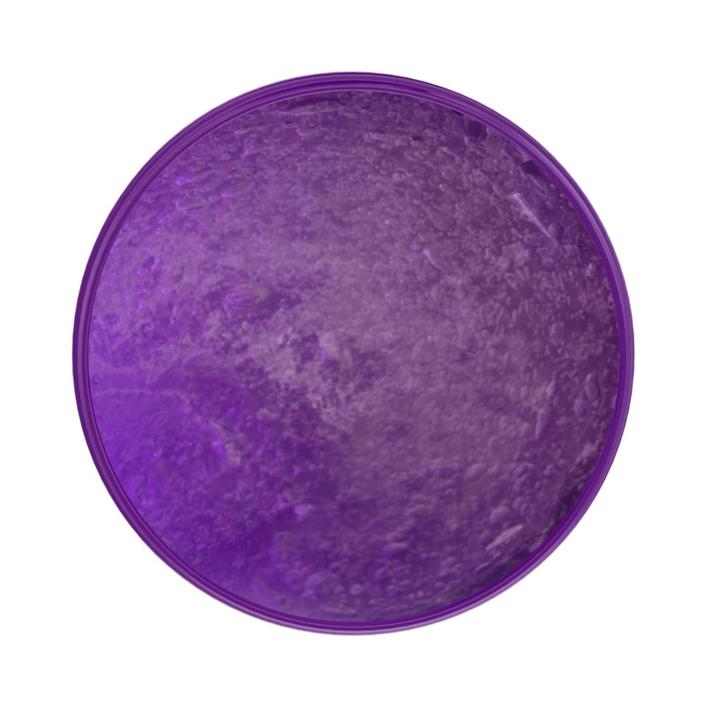 Gel roxo translúcido dentro do pote aberto do Gel Cola Yelsew Uva 490g