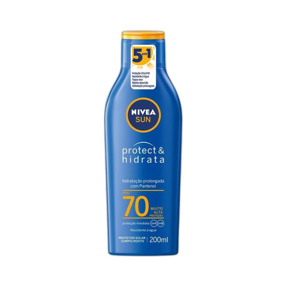 Frasco do protetor solar Nivea Sun Protect & Hidrata FPS 70 200ml