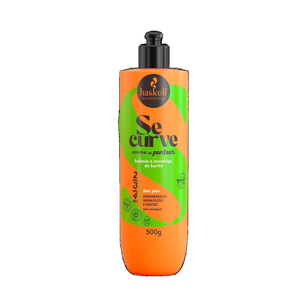 Creme para Pentear Haskell Se Curve 500g embalagem laranja com tampa preta