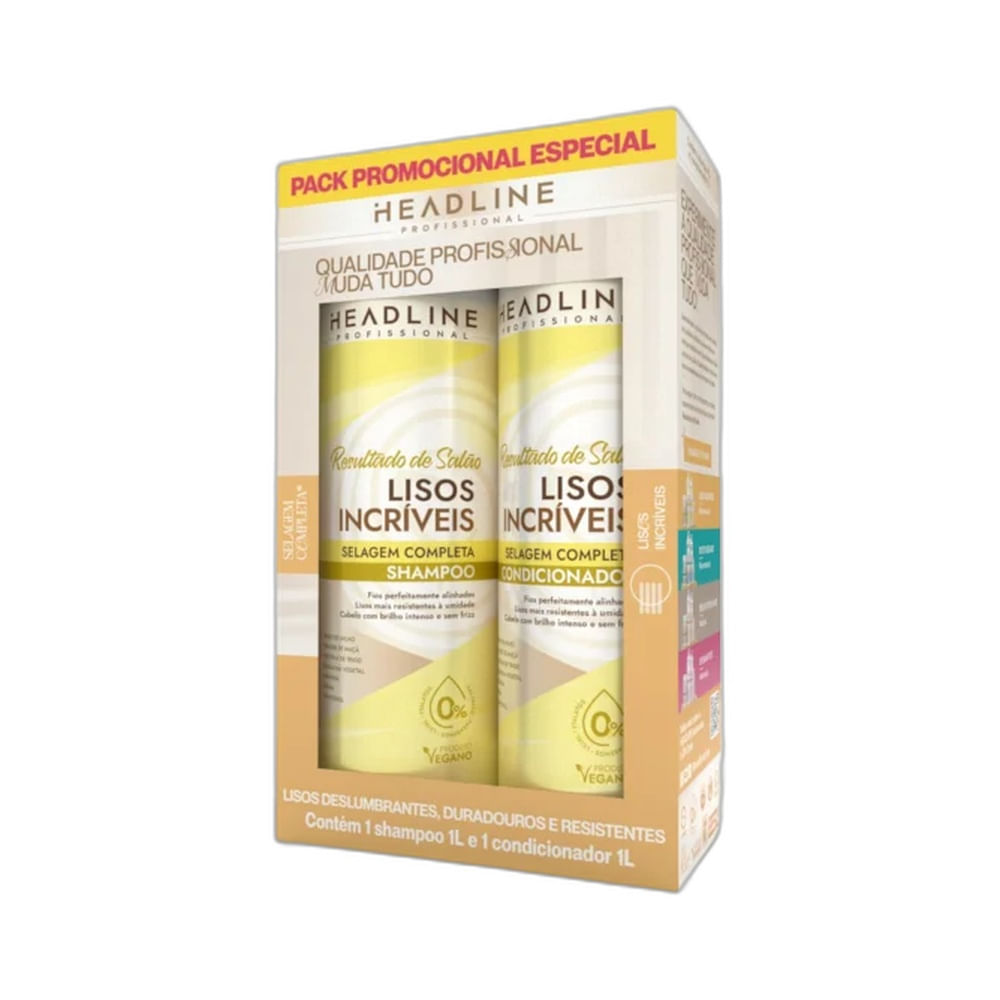 Kit Headline Shampoo e Condicionador Lisos Incríveis 1L cada