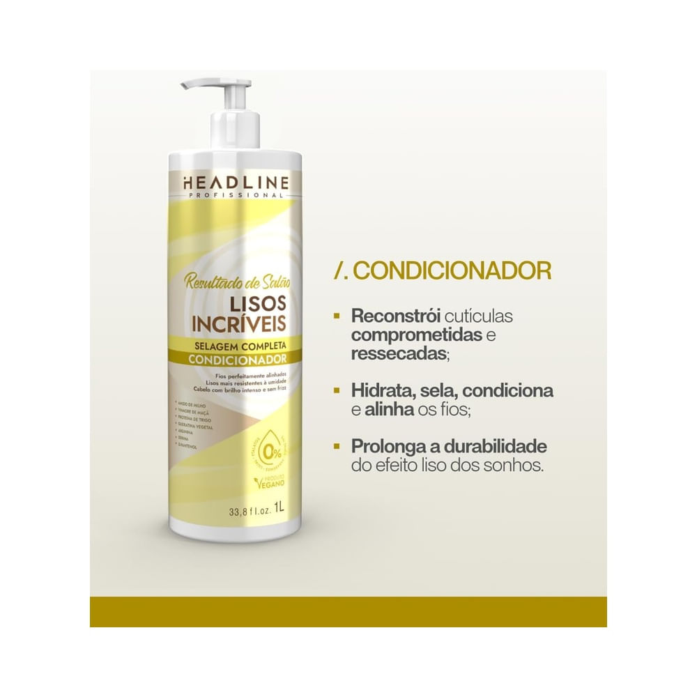 Frasco de Condicionador Headline Lisos Incríveis 1L