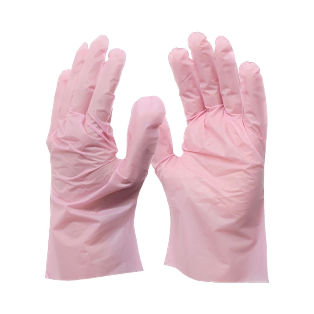 Duas luvas descartáveis Vinilflex cor rosa tamanho GG