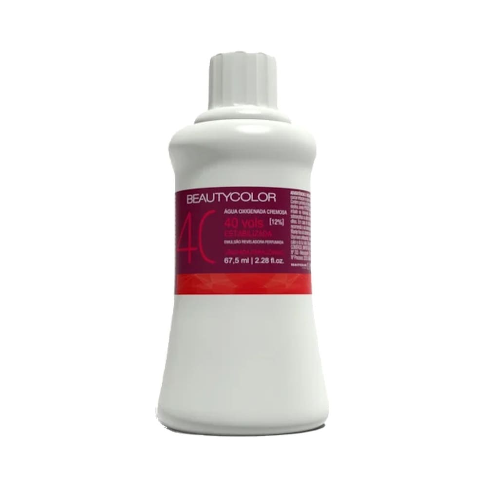Imagem do produto Água Oxigenada Beauty Color 40 Volumes 67,5ml em embalagem branca com rótulo vermelho