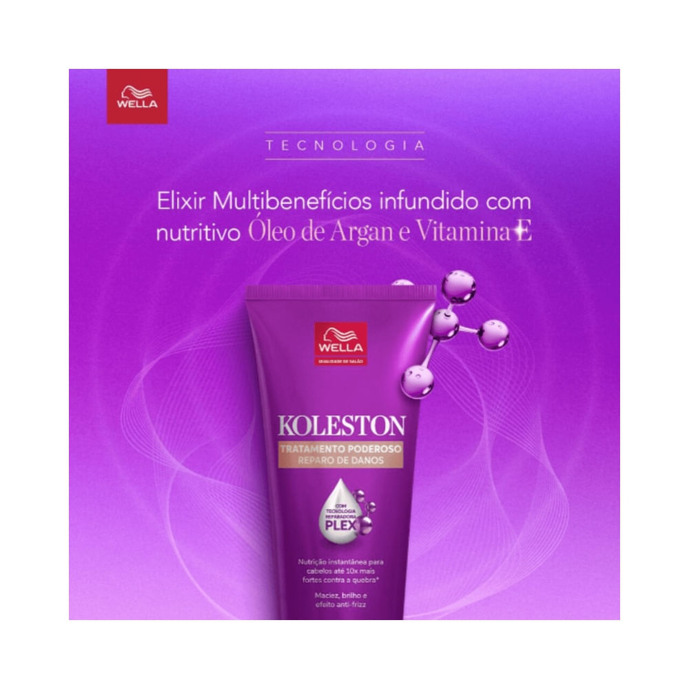 Tratamento Poderoso Koleston Reparo de Danos 170ml com gotas representando ingredientes