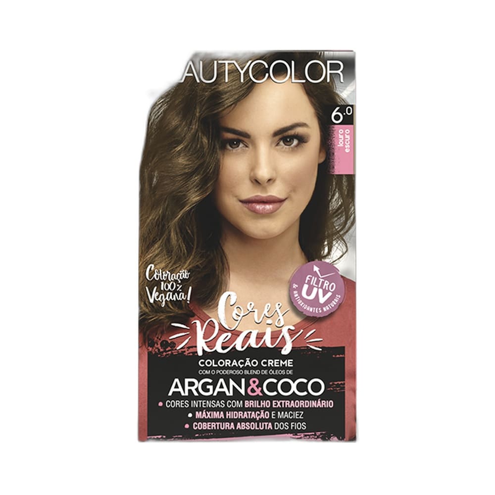 Frente da embalagem da Coloração Beauty Color Cores Reais 6.0 Louro Escuro