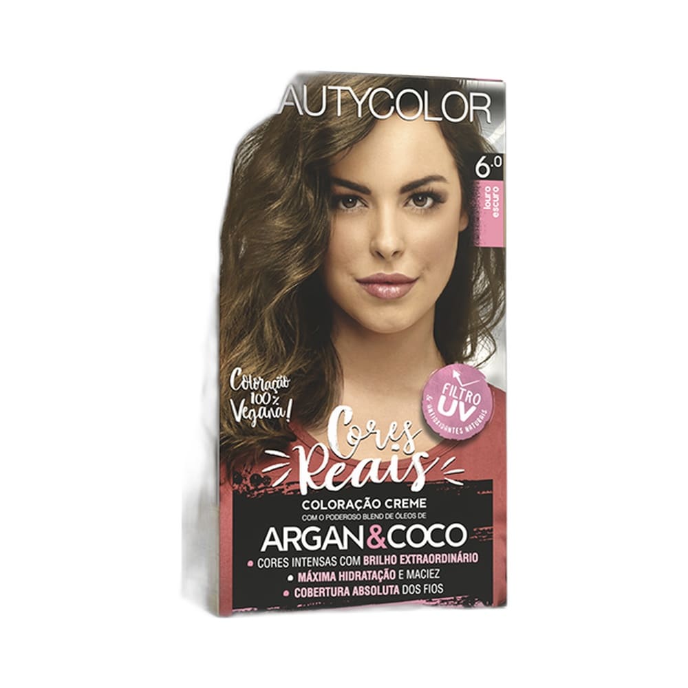 Lateral da embalagem da Coloração Beauty Color Cores Reais 6.0 Louro Escuro