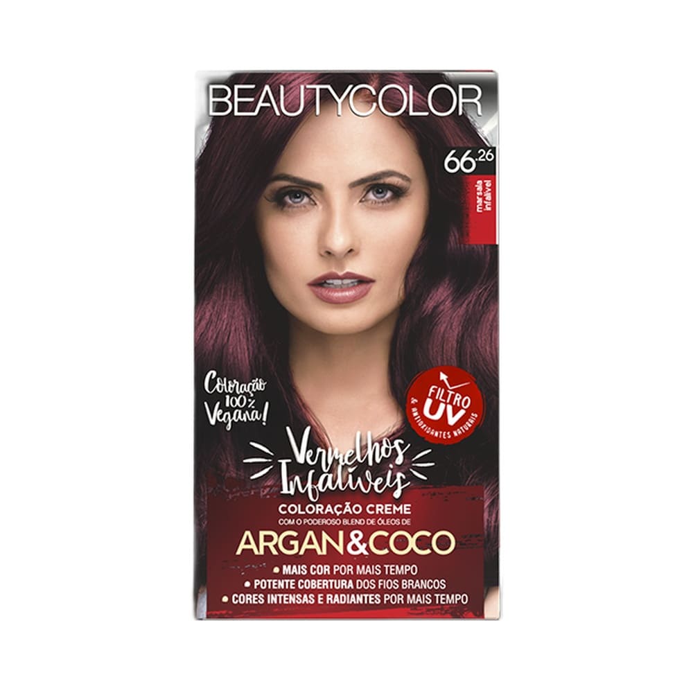 Embalagem frontal da Coloração Beauty Color Vermelhos Infalíveis 66.26 Marsala Infalível