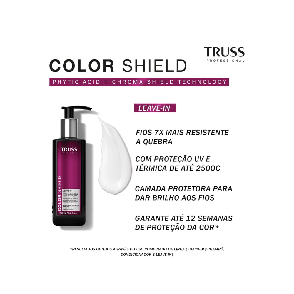 Leave-In Truss Color Shield 200ml com rótulo roxo em destaque