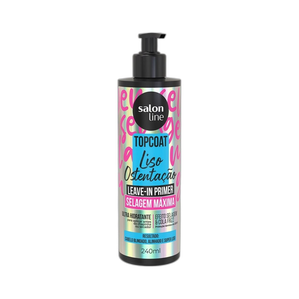 Frasco do Leave-In Salon Line Top Coat Liso Ostentação 240ml em destaque sobre fundo branco.