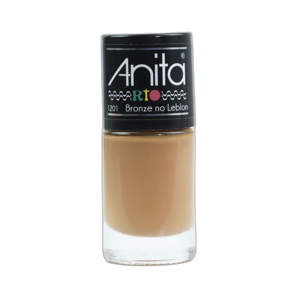 Frasco de esmalte Anita Rio Bronze no Leblon com tampa preta e rótulo branco