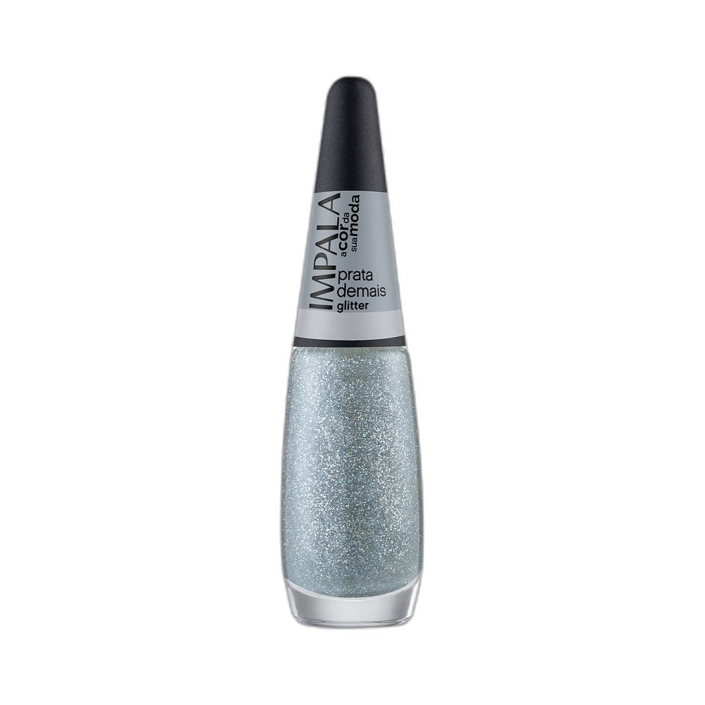 Esmalte Impala A Cor da Sua Moda Prata Demais em frasco com tampa preta