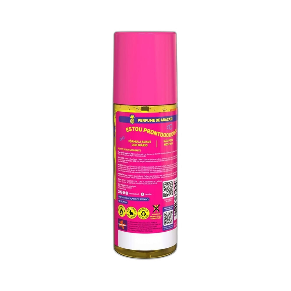 Body Splash Salon Line SOS Cachos Bob Esponja 200ml com design rosa e personagens
