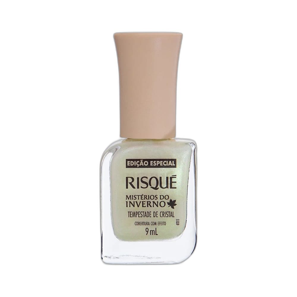 Esmalte Risqué Mistérios do Inverno Tempestade de Cristal em frasco transparente com tampa rosê.