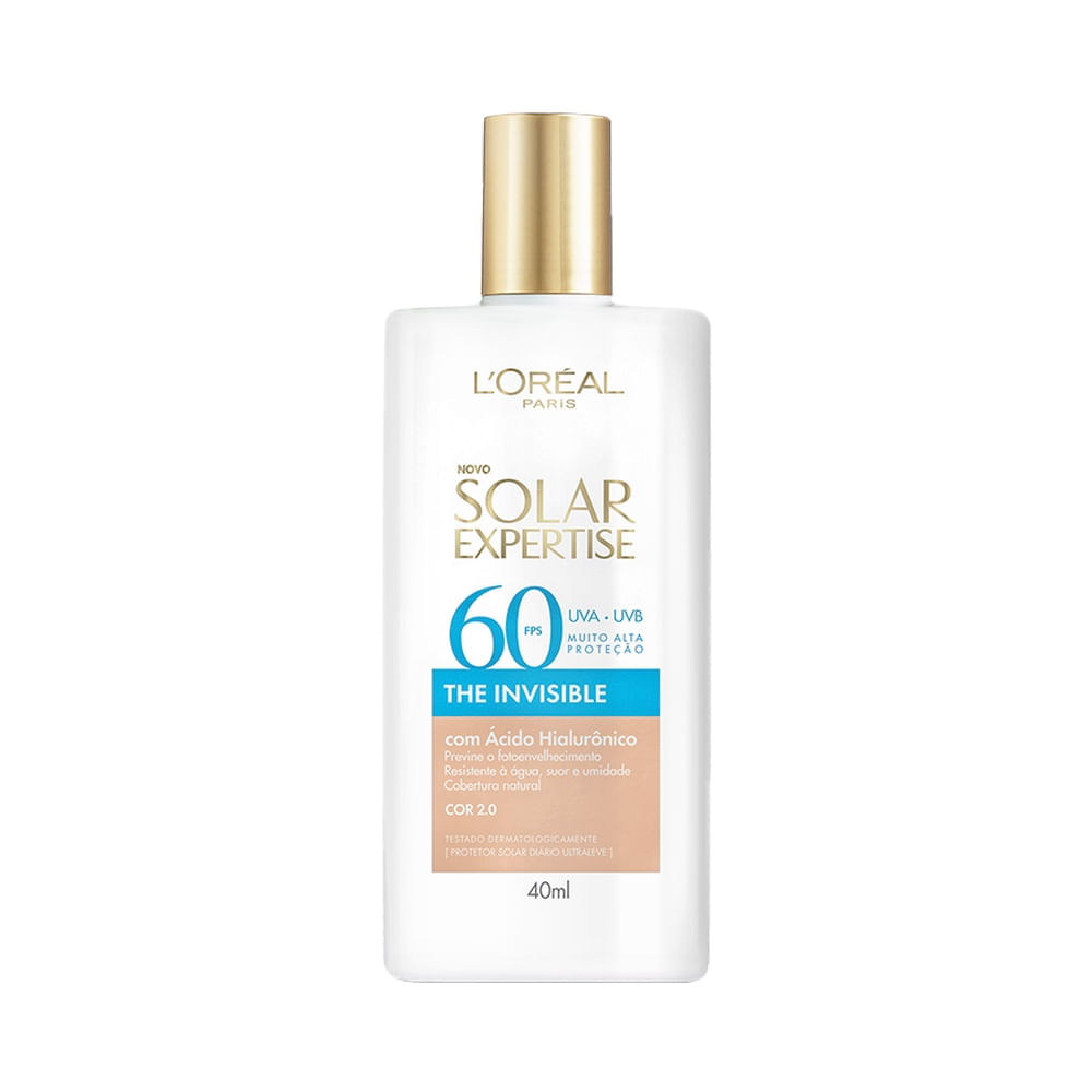 Frasco do Protetor Facial L'Oréal Expertise Fluido com Cor 2.0 FPS 60 40g em close