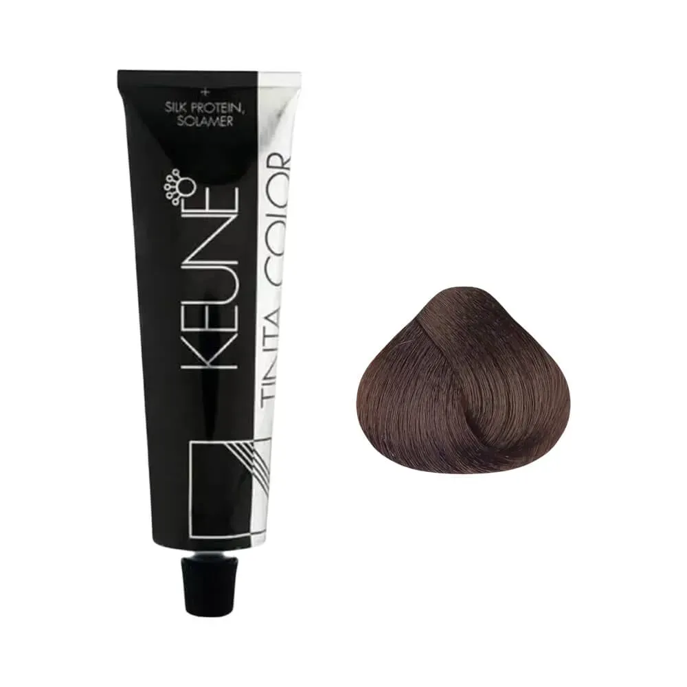 Embalagem da coloração Keune Tinta Color 4 Castanho Médio em destaque