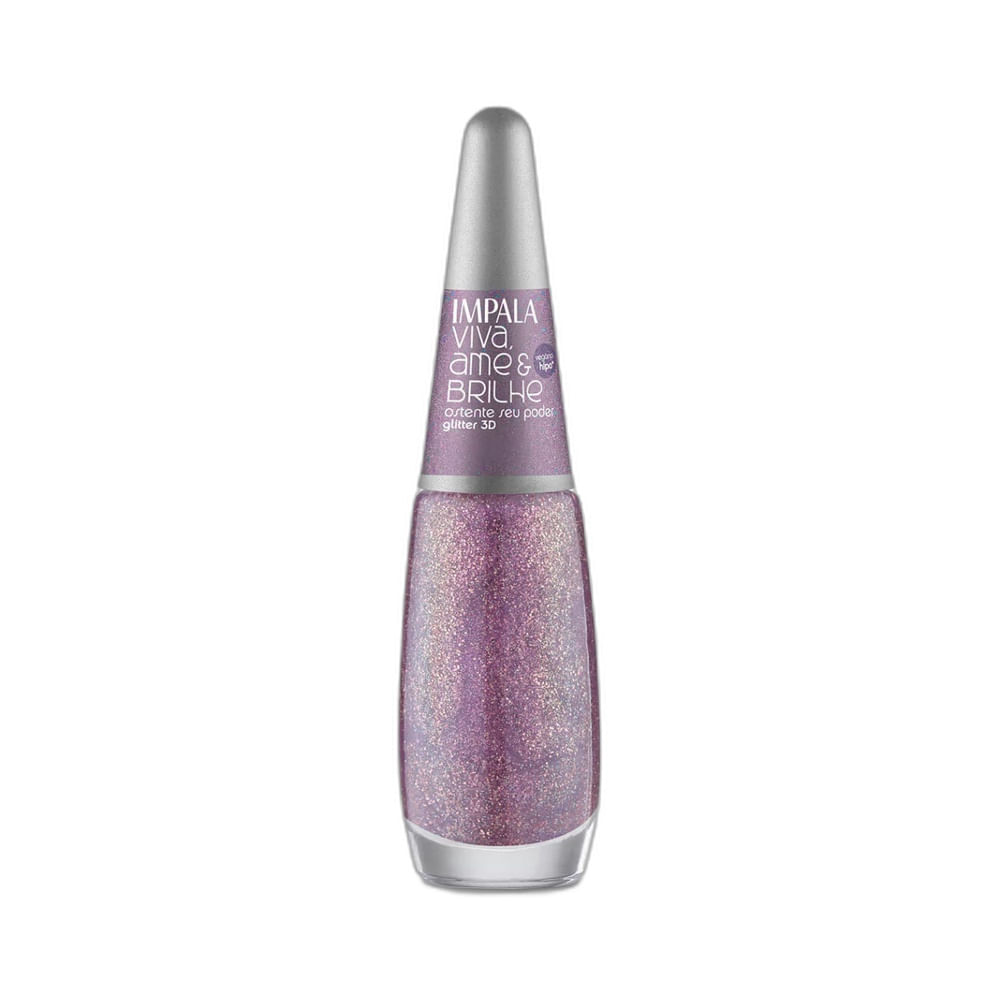 Esmalte Impala Viva, Ame e Brilhe Ostente Seu Poder mostrando brilho glitter.