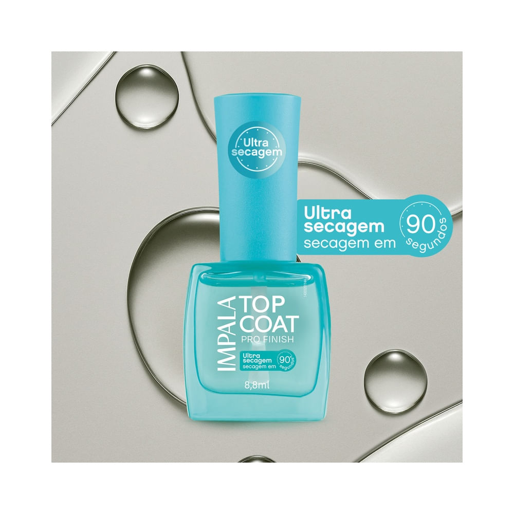 Impala Top Coat Pro Finish Ultra Secagem bottle standing on white background