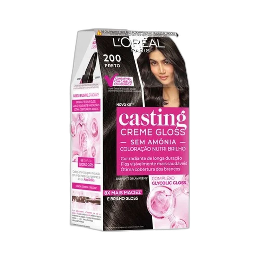 Frente da embalagem Casting Creme Gloss 200 Preto L’Oréal Paris