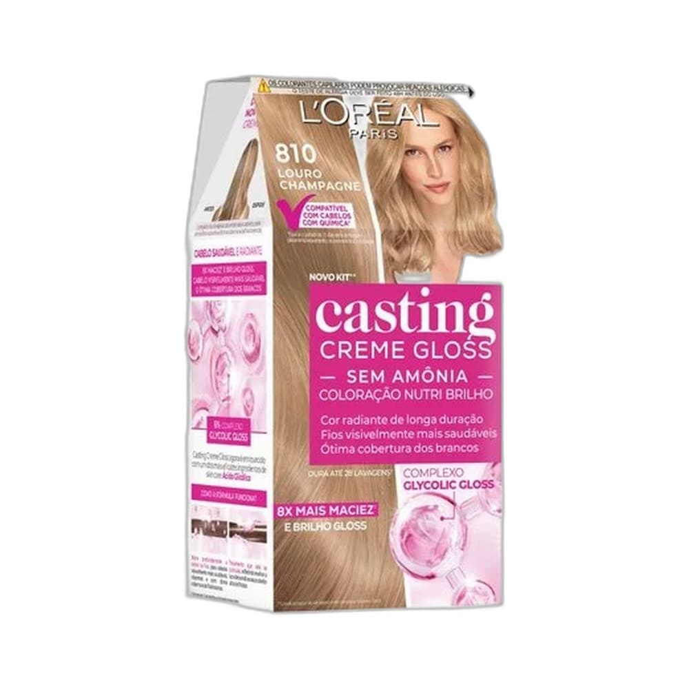 Frente da caixa da Coloração Casting Creme Gloss 810 Louro Champagne L'Oréal Paris