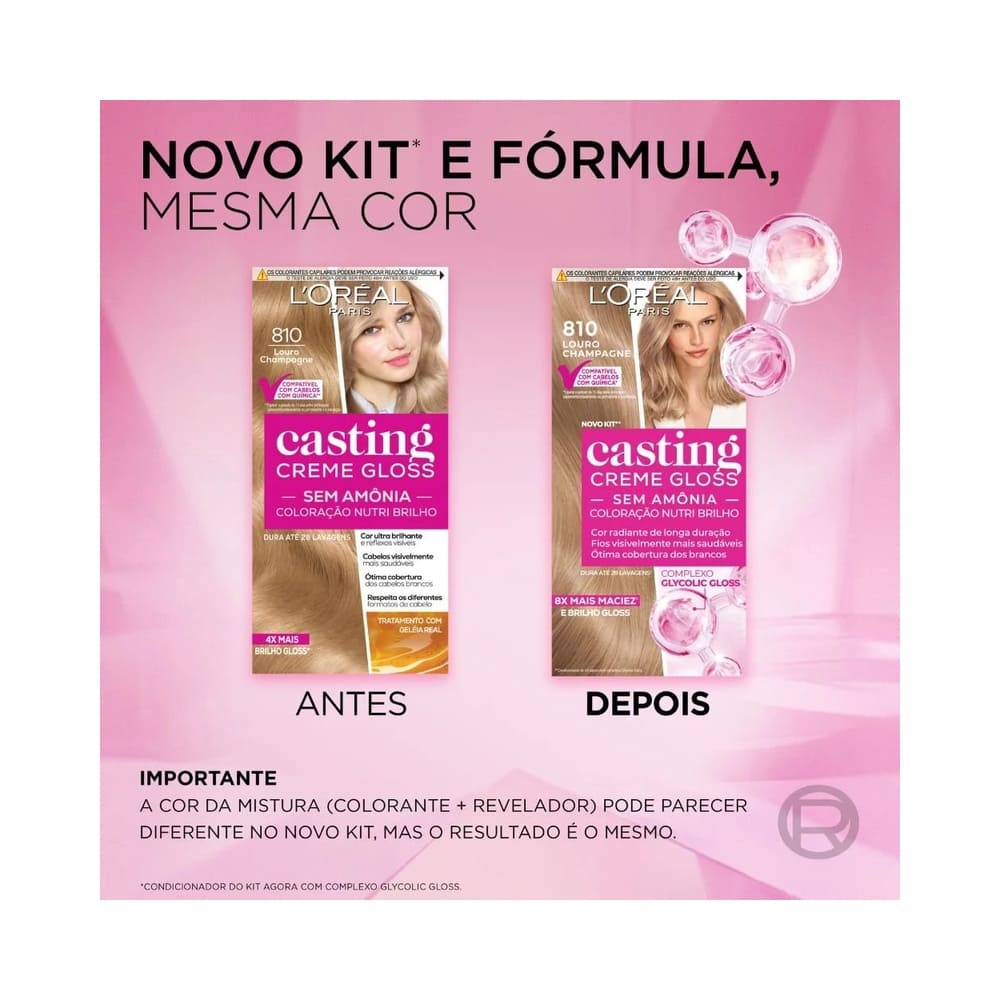 Caixa da Coloração Casting Creme Gloss 810 Louro Champagne L'Oréal Paris em destaque