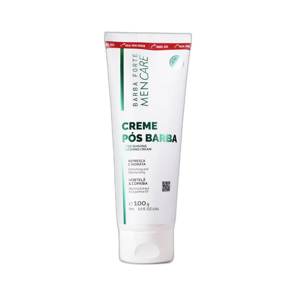 Tubo do Creme Barba Forte Pós Barba Men Care 100g com rótulo verde