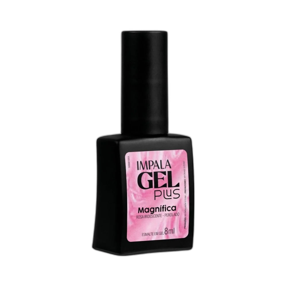 Frasco do Esmalte Impala Gel Plus Magnífica 8ml com rótulo rosa em destaque.