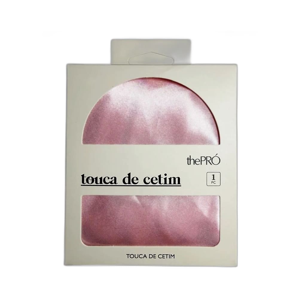 Touca de Cetim The Pro Rosa em embalagem transparente sobre fundo branco
