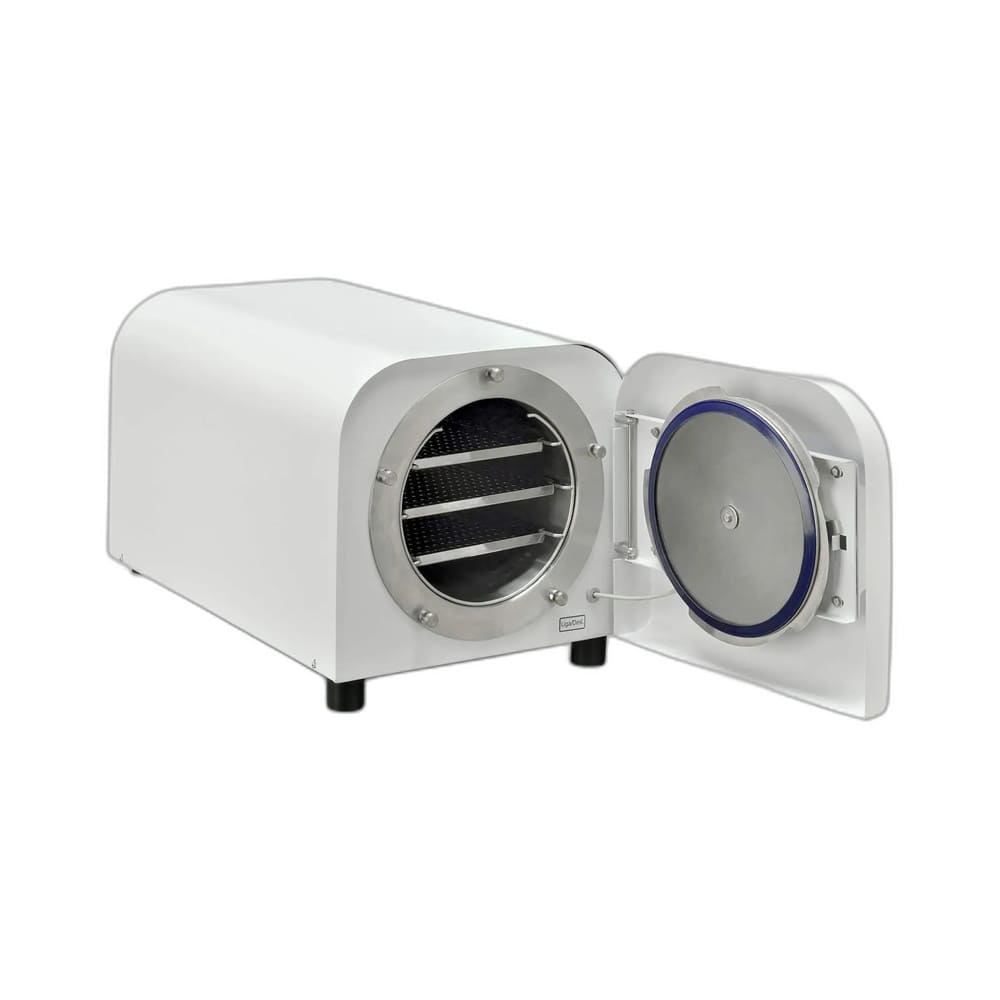 Autoclave digital Ecel Advance 21 litros bivolt em destaque sobre fundo neutro, cor branca predominante.