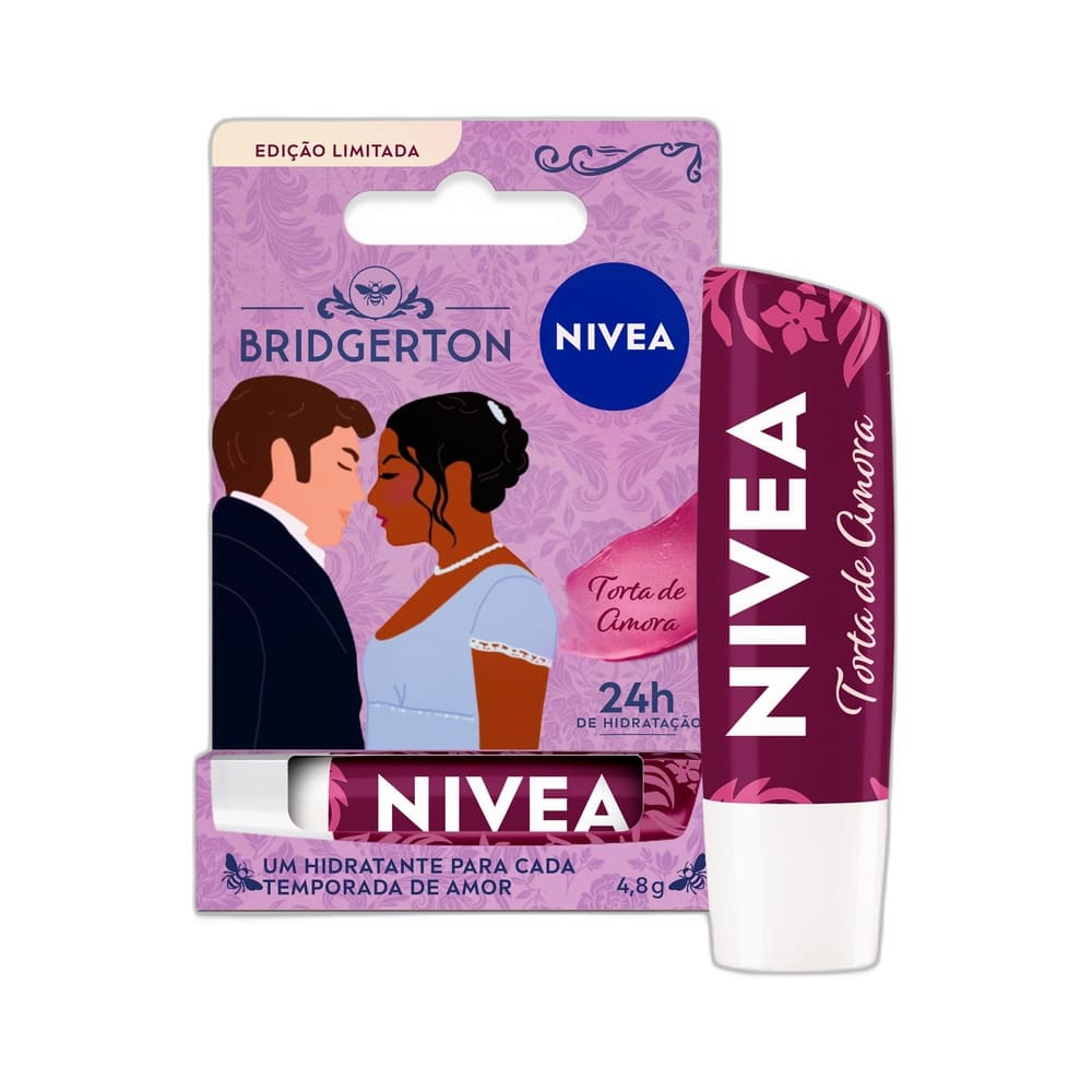 Hidratante Labial NIVEA Torta de Amora edição limitada Bridgerton em embalagem rosa