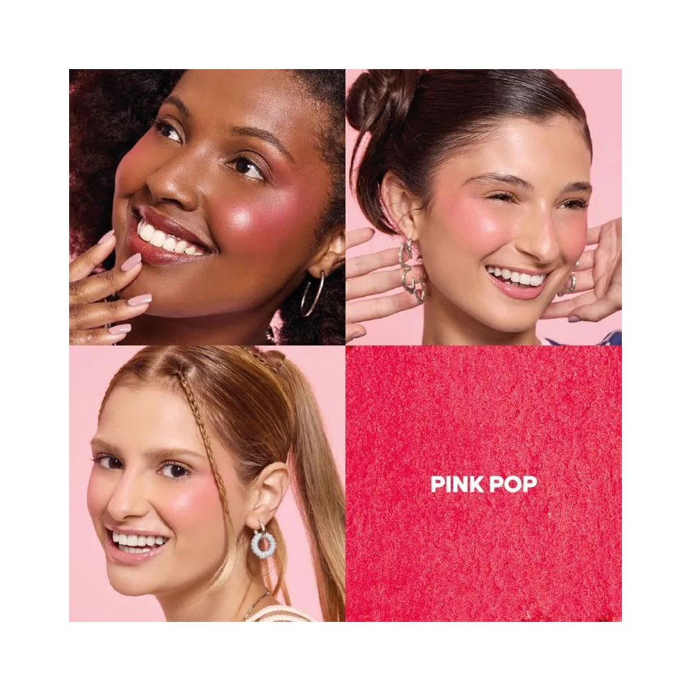 Blush e Lip Bouncy Ruby Kisses Melon Pop Pink Pop - produto aberto mostrando textura cremosa