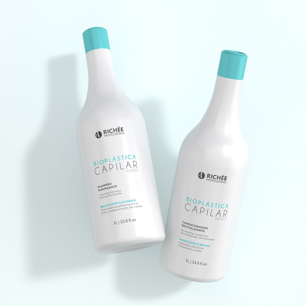 Frasco de shampoo e condicionador Richée Bioplástica