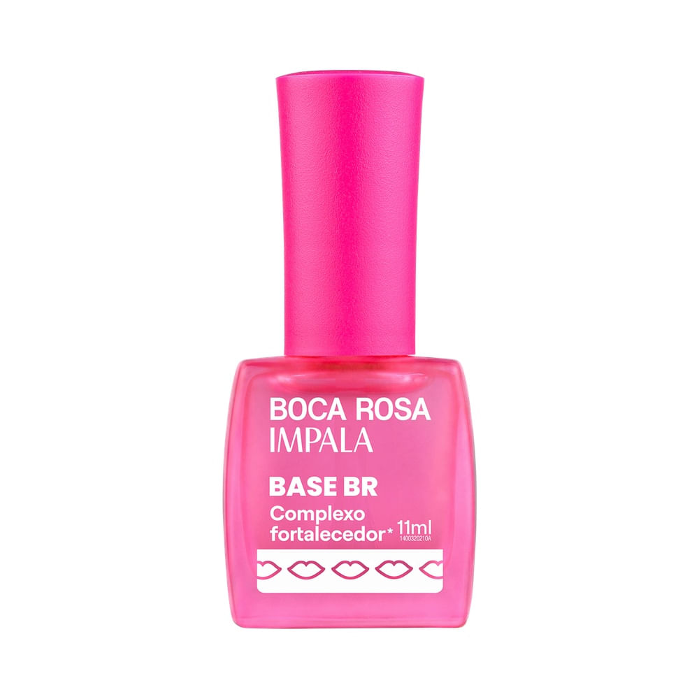 Base Impala Boca Rosa Efeito Gel em embalagem rosa com pincel aplicador